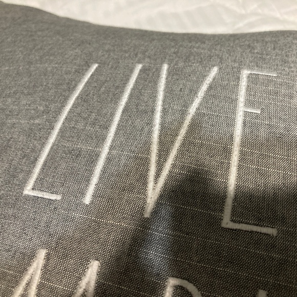 Rae Dunn Live Simply Decorative Throw Pillow - Gray linen with white lettering - Picture 3 of 8